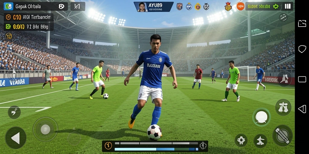 Gameplay seru dengan tim dan pemain sepak bola favorit.