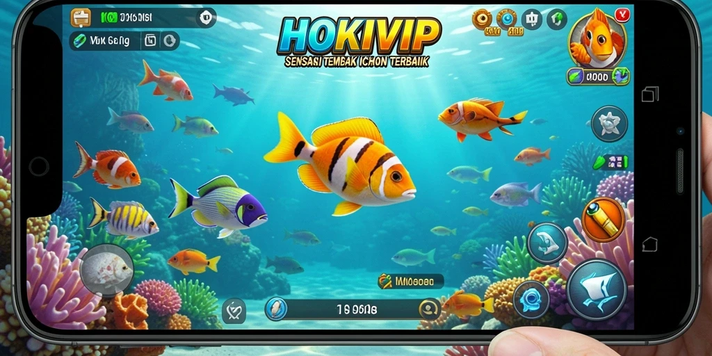 Screenshot HOKIVIP menunjukkan aksi menembak ikan yang menegangkan.
