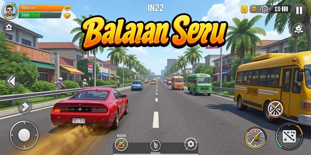 Gameplay mendebarkan dengan mobil balap di lintasan yang beragam.