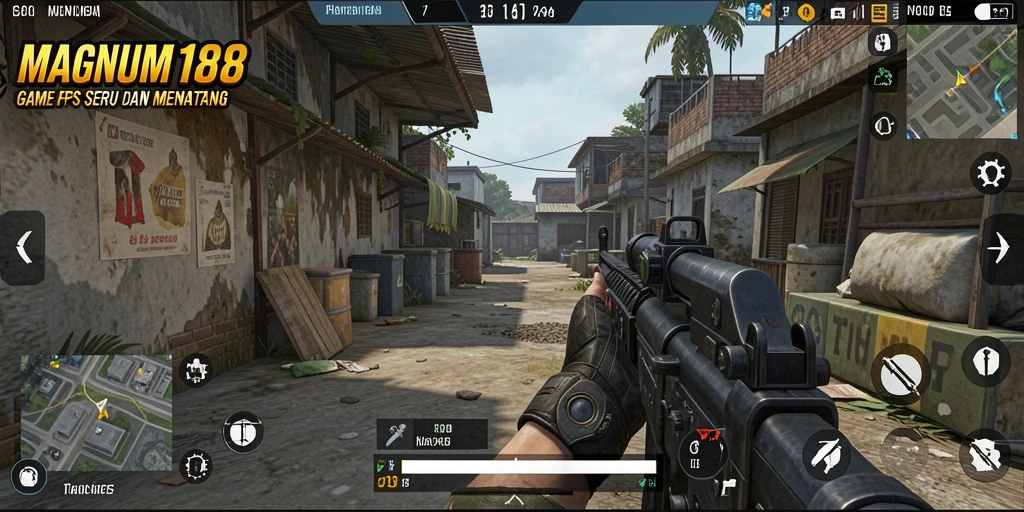 Screenshot gameplay MAGNUM188 menunjukkan aksi tempur yang intens dan mendebarkan.