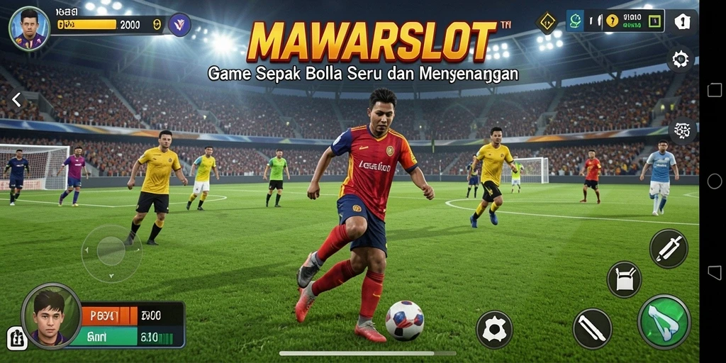 Screenshot gameplay <strong>MAWARSLOT</strong> yang menampilkan aksi seru dalam pertandingan sepak bola.