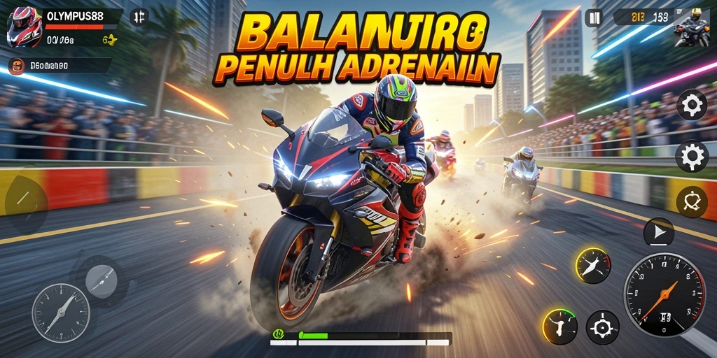 Gameplay mendebarkan dengan motor balap di OLYMPUS88.