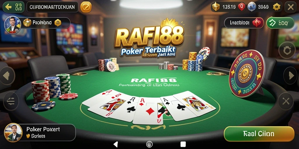 Tampilan gameplay Poker yang menegangkan dan mengasyikkan di RAFI88.