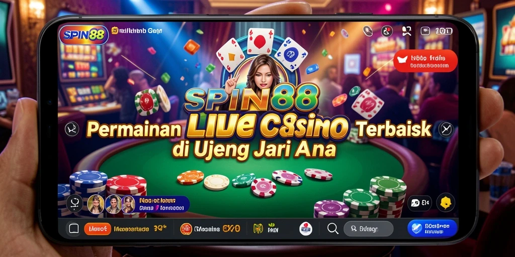 Screenshot gameplay SPIN88 menunjukkan dealer dan permainan langsung yang menarik.