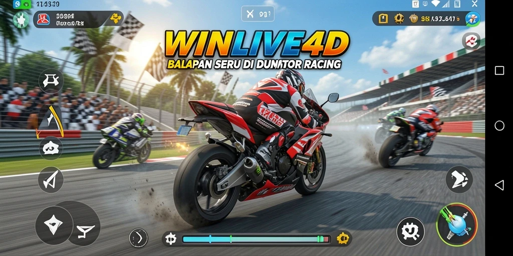 Gameplay seru balapan motor di WINLIVE4D yang penuh aksi.