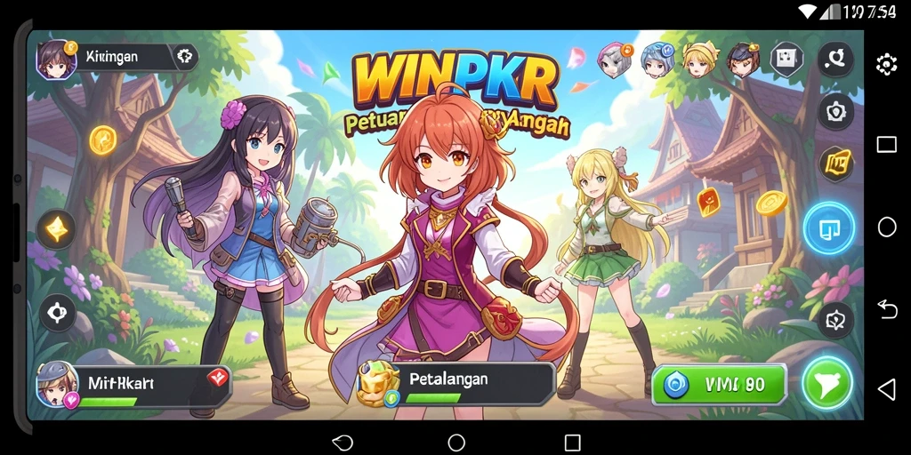 Screenshot gameplay WINPKR menampilkan aksi seru karakter Anime.